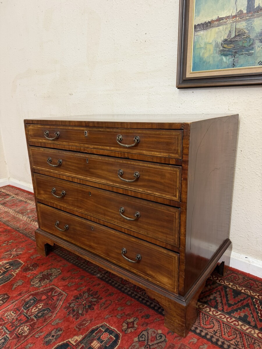ANTIQUE INLAID MAHOGANY CHEST OF FOUR DRAWERS CIRCA 1800 - Image 3