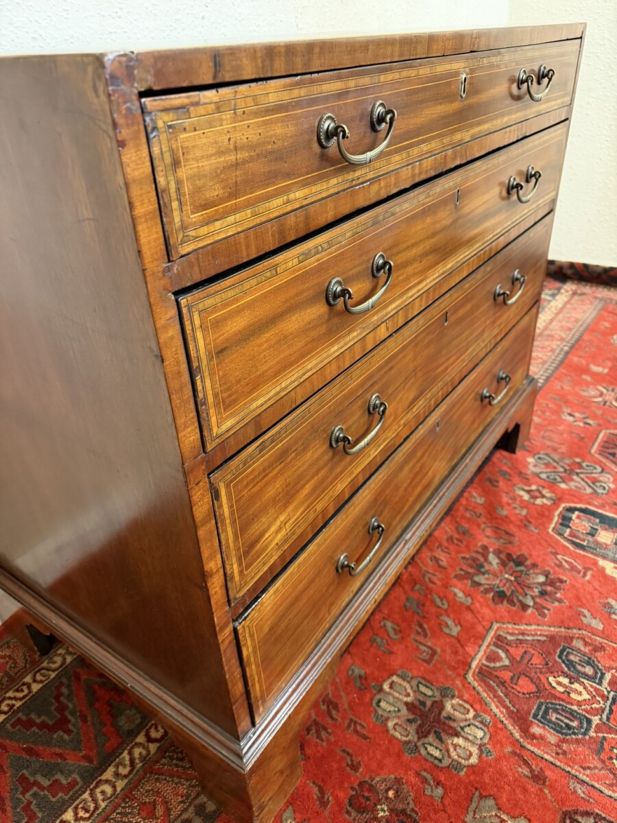 ANTIQUE INLAID MAHOGANY CHEST OF FOUR DRAWERS CIRCA 1800 - Image 7