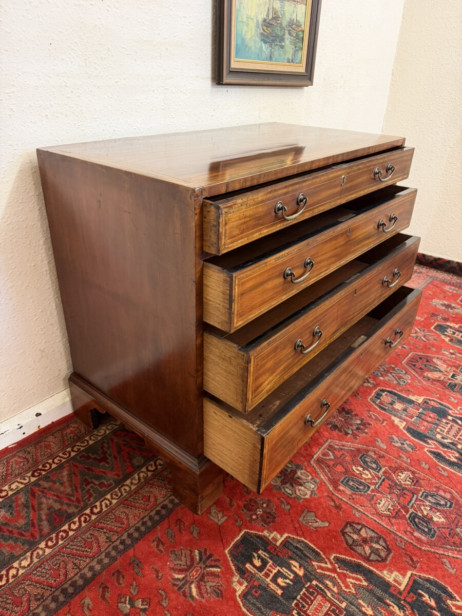 ANTIQUE INLAID MAHOGANY CHEST OF FOUR DRAWERS CIRCA 1800 - Image 9