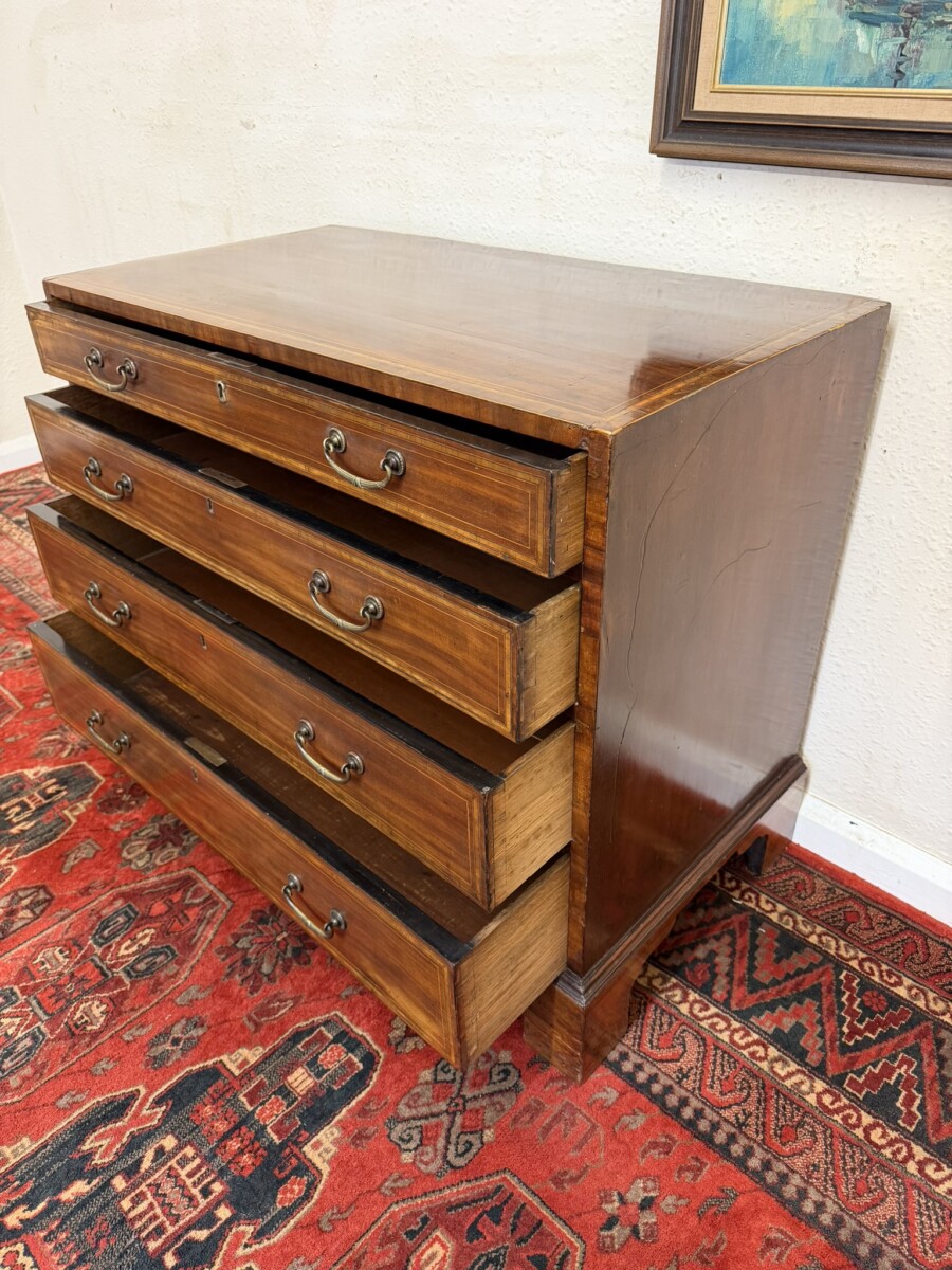 ANTIQUE INLAID MAHOGANY CHEST OF FOUR DRAWERS CIRCA 1800 - Image 10