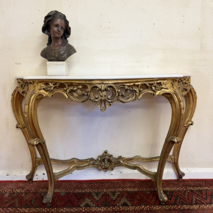 BEAUTIFUL FRENCH GILT MARBLE TOP CONSOLE CIRCA 1950