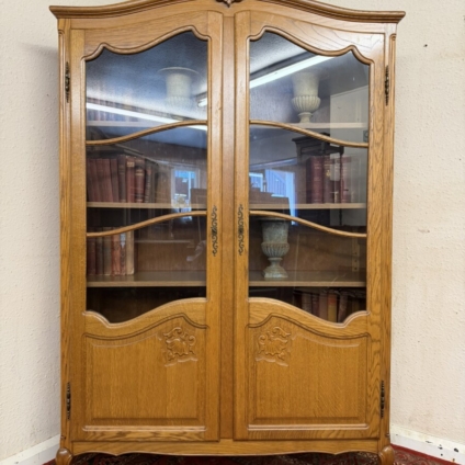 FRENCH GLAZED OAK TWO-DOOR BOOKCASE