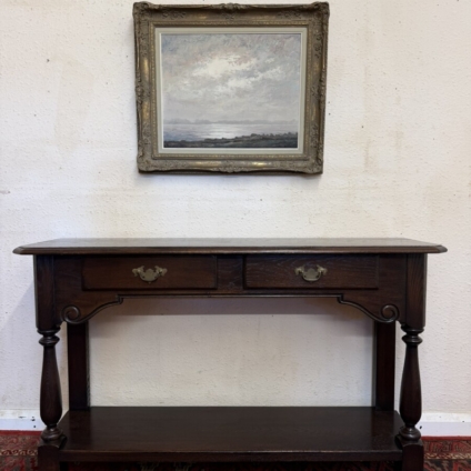 QUALITY OAK TWO DRAWER CONSOLE/DRESSER