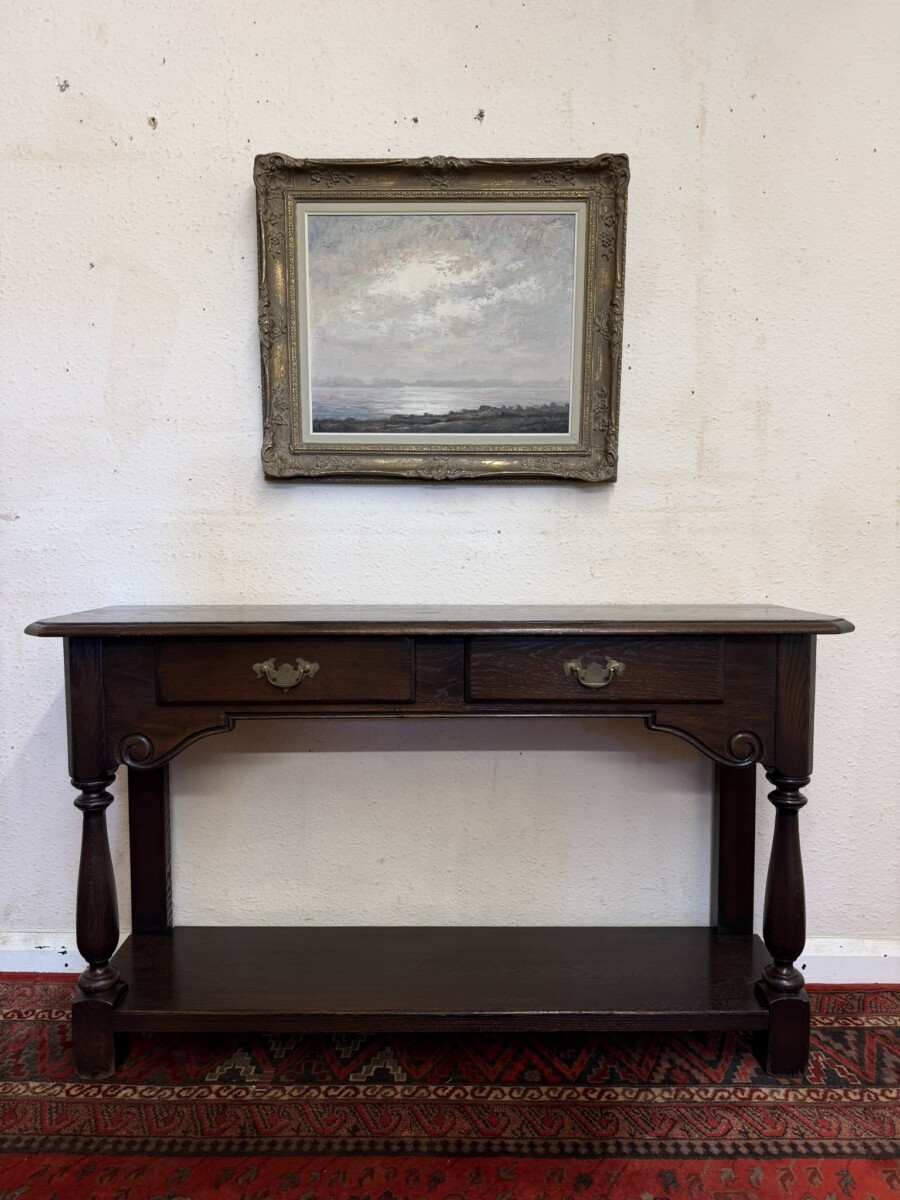 QUALITY OAK TWO DRAWER CONSOLE/DRESSER