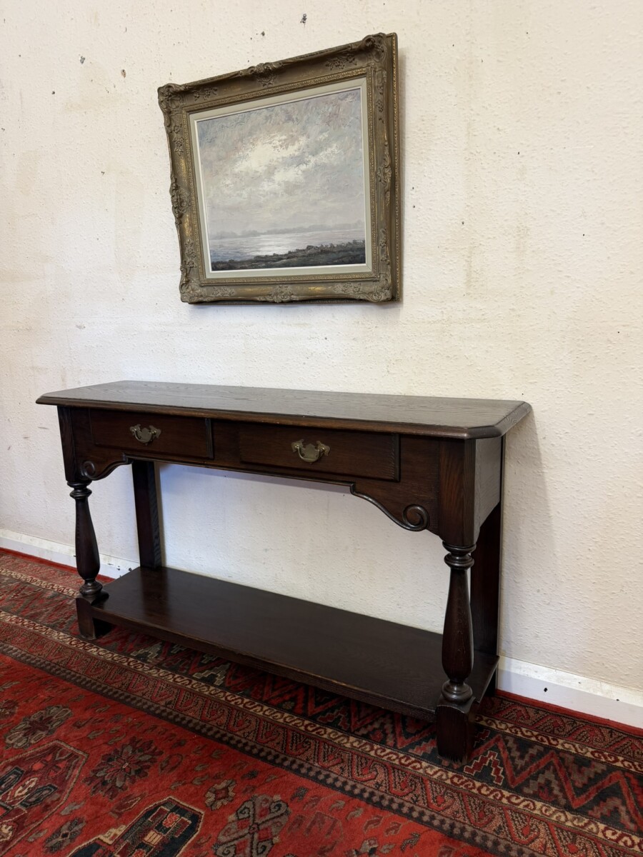 QUALITY OAK TWO DRAWER CONSOLE/DRESSER - Image 2