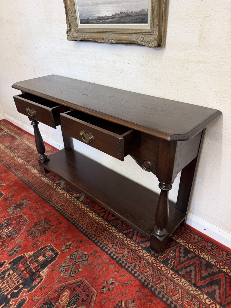 QUALITY OAK TWO DRAWER CONSOLE/DRESSER - Image 7
