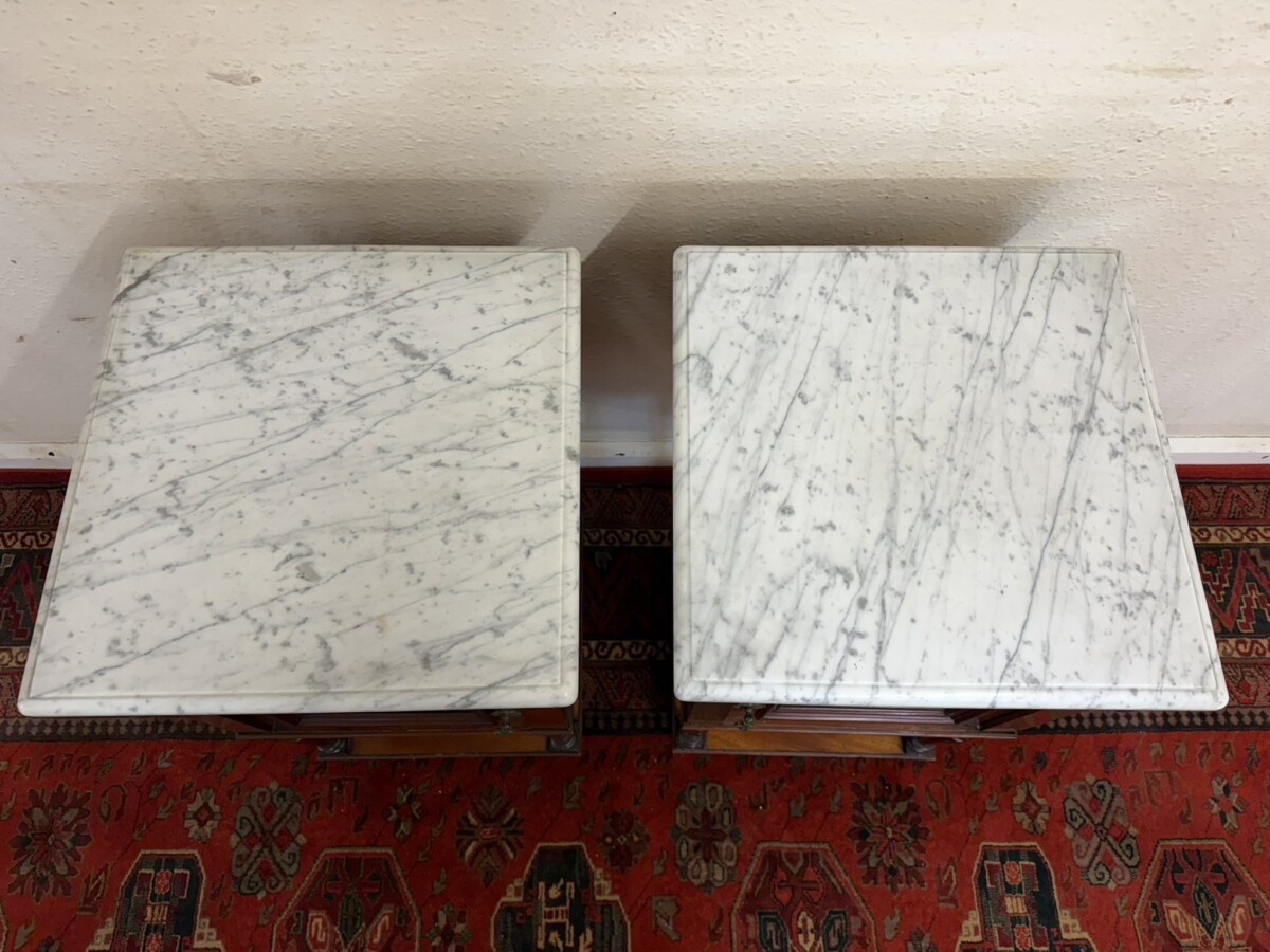 PAIR OF ANTIQUE MAHOGANY MARBLE TOP BEDSIDE CABINETS CIRCA 1880 - Image 3