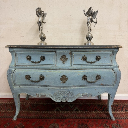 QUALITY HAND PAINTED SOUTHERN FRENCH BOMBE COMMODE/CHEST CIRCA 1930