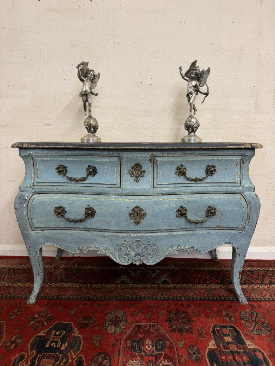 QUALITY HAND PAINTED SOUTHERN FRENCH BOMBE COMMODE/CHEST CIRCA 1930