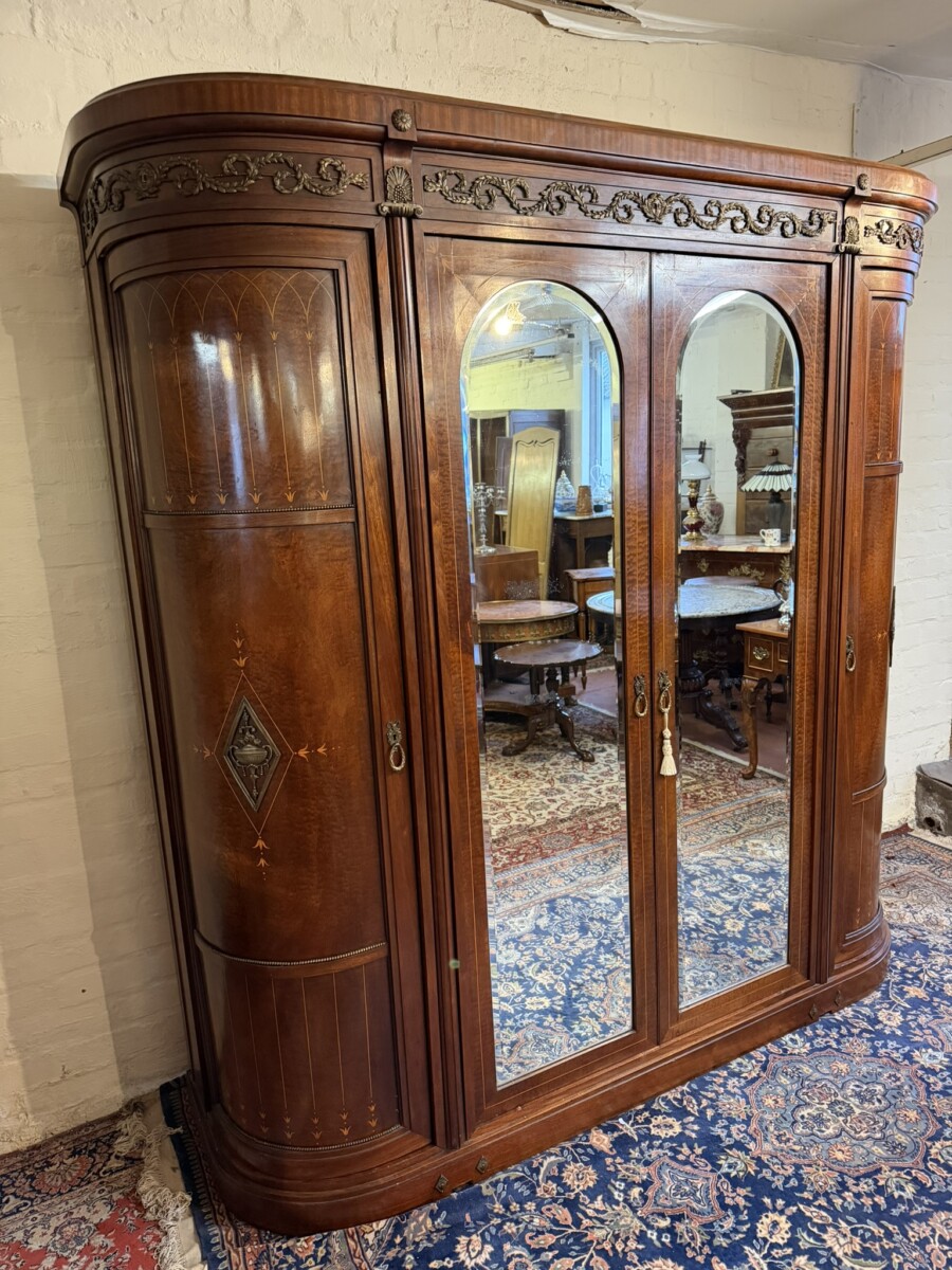 ANTIQUE FRENCH MAHOAGNY AND GILT CURVED ARMOIRE/WARDROBE CIRCA 1880 - Image 2