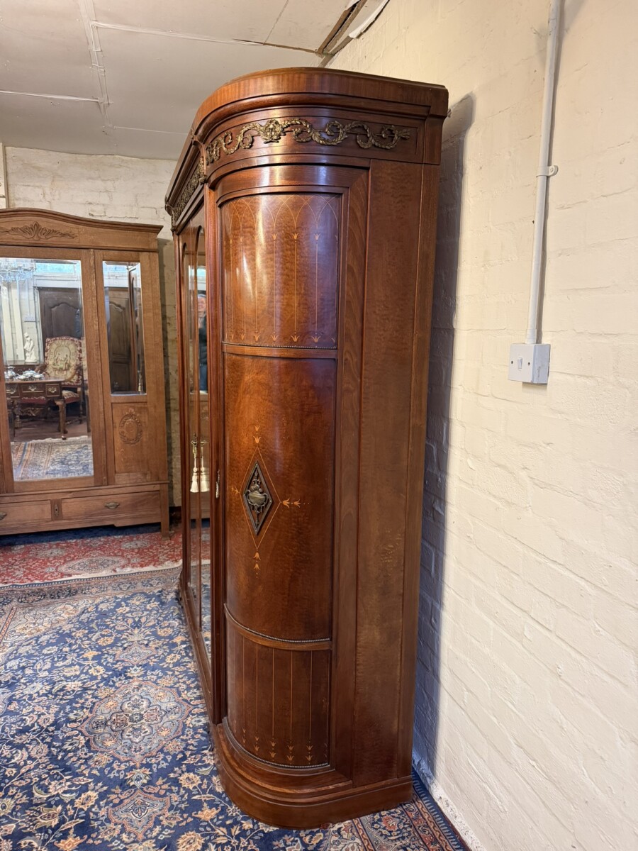 ANTIQUE FRENCH MAHOAGNY AND GILT CURVED ARMOIRE/WARDROBE CIRCA 1880 - Image 4