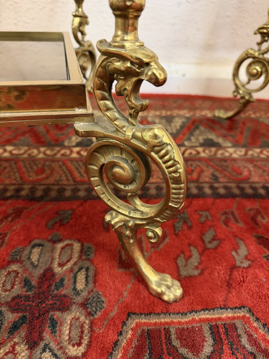 PAIR OF FRENCH BRONZE AND GLASS THREE TIER ETAGERES/END TABLES CIRCA 1950 - Image 7