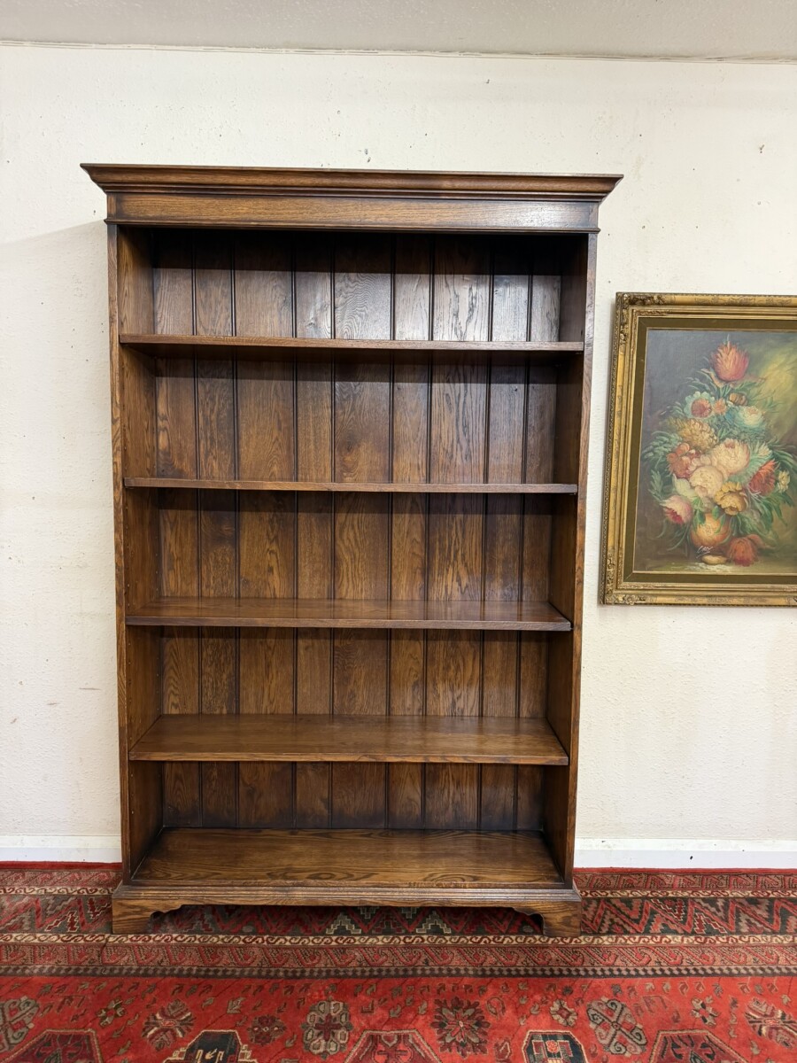 QUALITY LARGE SOLID OAK OPEN BOOKCASE - Image 2