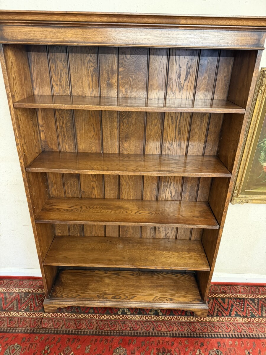QUALITY LARGE SOLID OAK OPEN BOOKCASE - Image 3