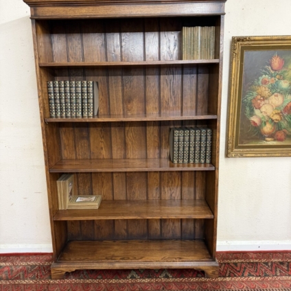 QUALITY LARGE SOLID OAK OPEN BOOKCASE