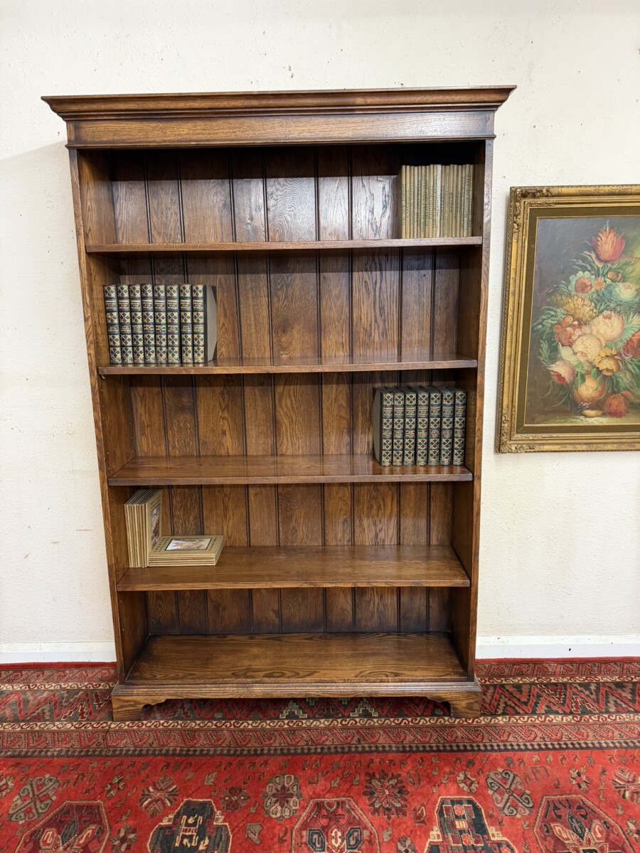 QUALITY LARGE SOLID OAK OPEN BOOKCASE