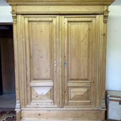 ANTIQUE PINE TWO DOOR ARMOIRE/WARDROBE 1900