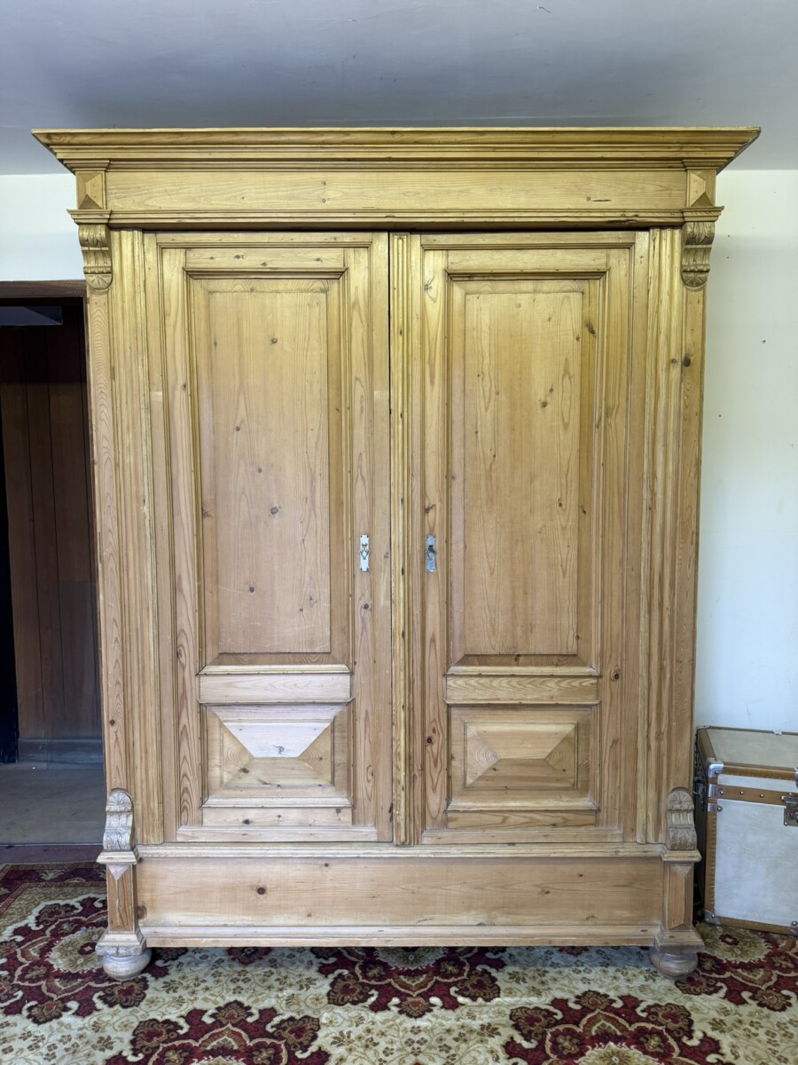 ANTIQUE PINE TWO DOOR ARMOIRE/WARDROBE 1900