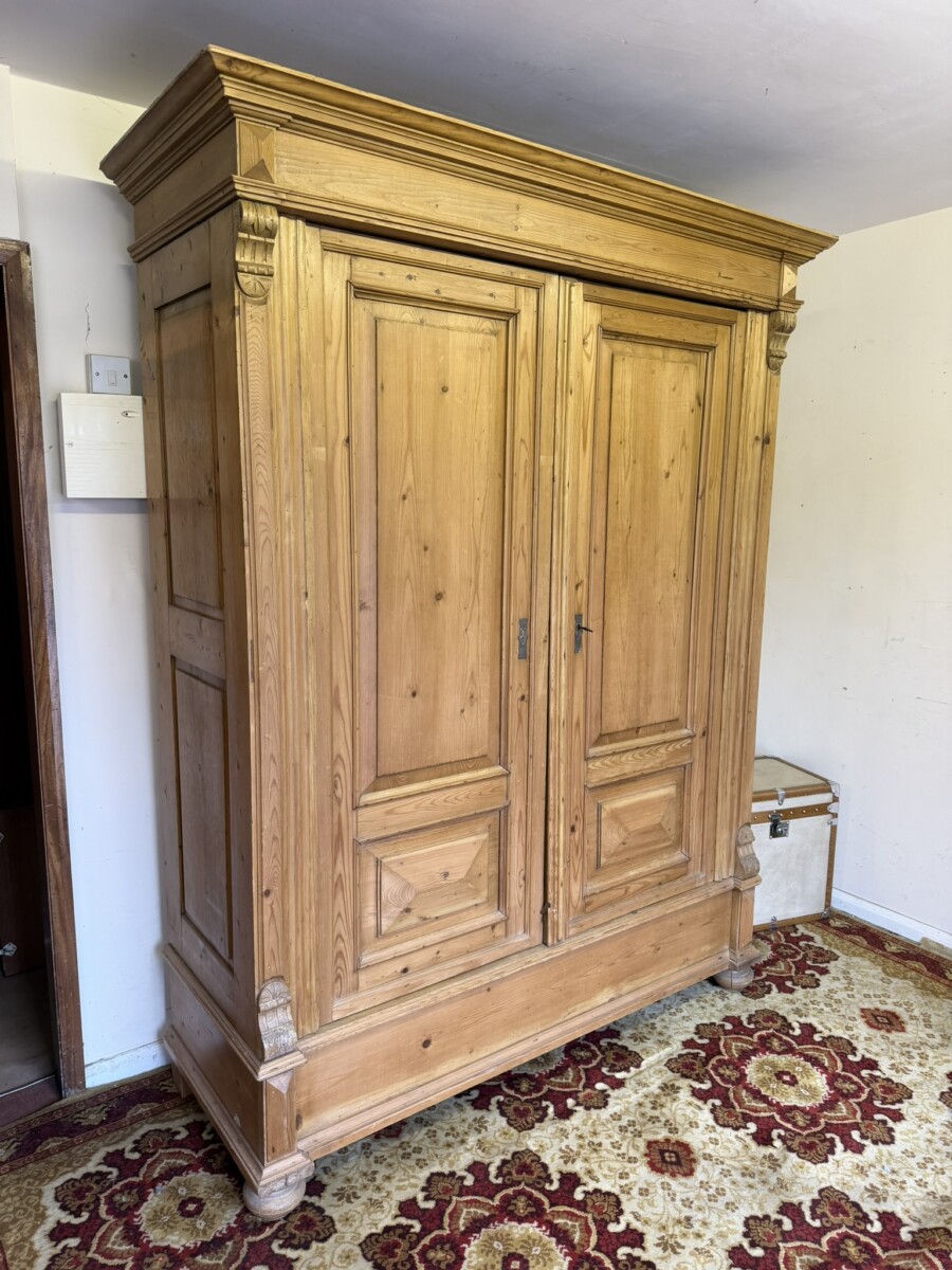 ANTIQUE PINE TWO DOOR ARMOIRE/WARDROBE 1900 - Image 2