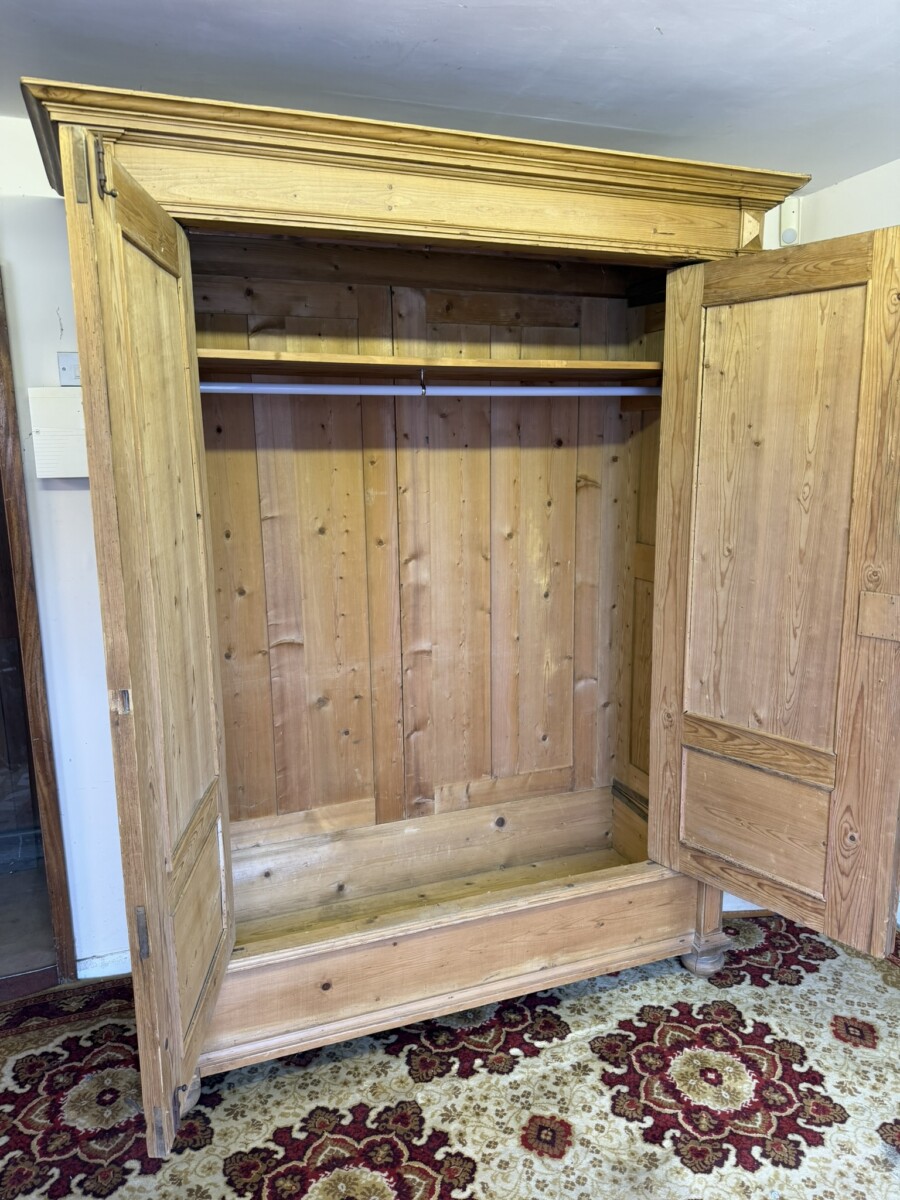 ANTIQUE PINE TWO DOOR ARMOIRE/WARDROBE 1900 - Image 14
